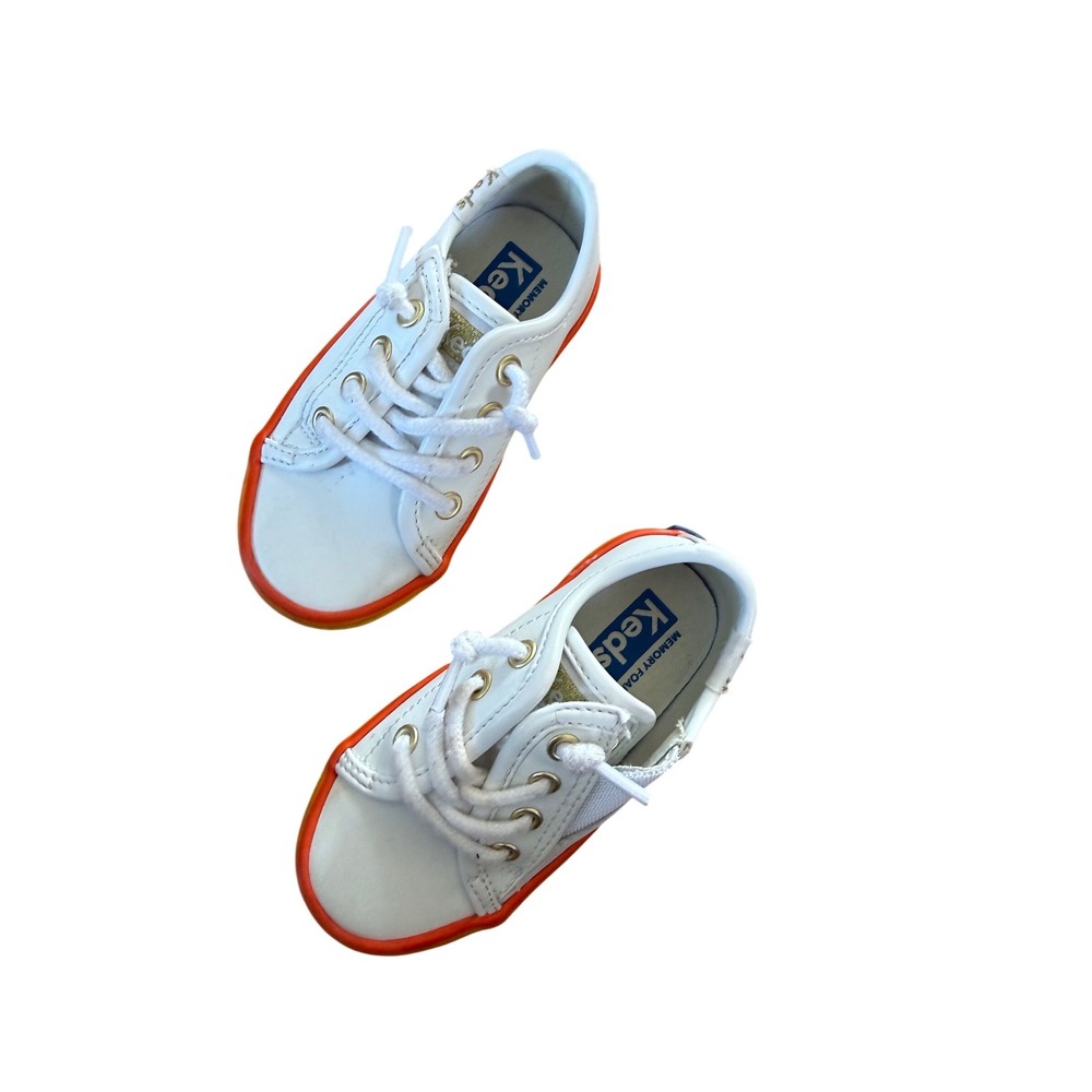 Keds Kids Unisex Kickstart Seasonal Toe Cap Jr. Sneaker In white/rainbow